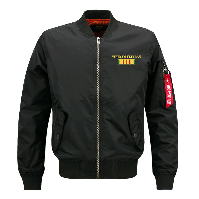 Herren  bestickte Vietnam Veteran Flug-Jacke mit Arm Utility-Tag und gesteppter Fütterung Drune