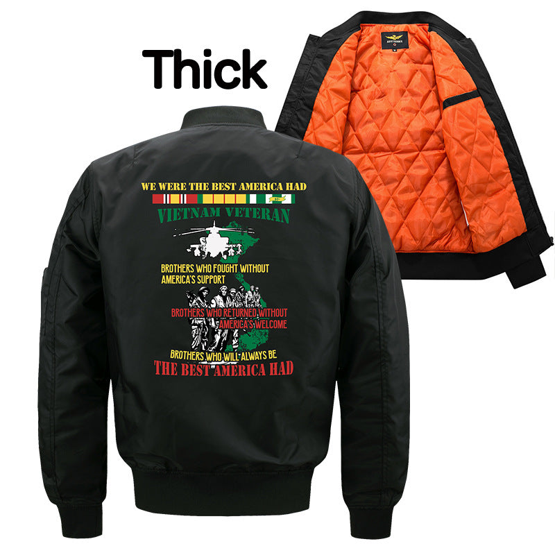 Herren  bestickte Vietnam Veteran Flug-Jacke mit Arm Utility-Tag und gesteppter Fütterung Drune