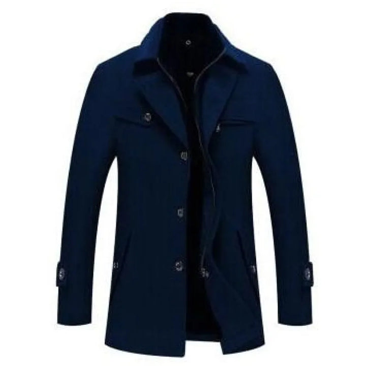 Drune | Langer Wollmantel mit doppeltem Reißverschluss für Herren Ideal für den Winter