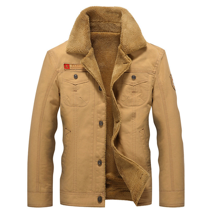 Herren Canvas-Truckerjacke mit Sherpa-Innenfutter und Utility-Taschen Drune