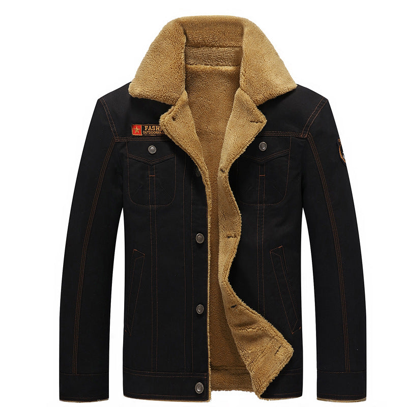Herren Canvas-Truckerjacke mit Sherpa-Innenfutter und Utility-Taschen Drune