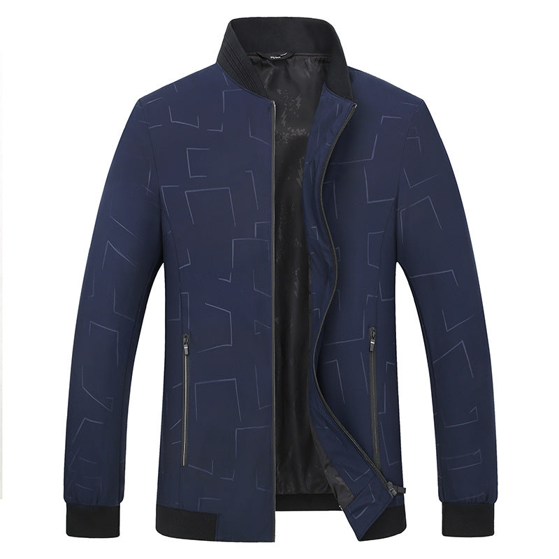 Herren Urbanes Softshell-Bomberjacke mit geometrischem Print und Rippbündchen Drune