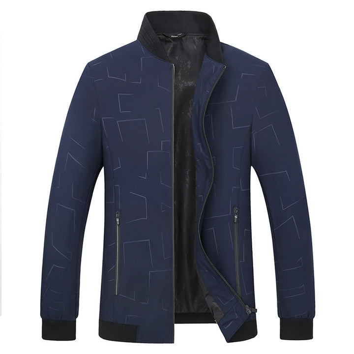 Herren Urbanes Softshell-Bomberjacke mit geometrischem Print und Rippbündchen Drune