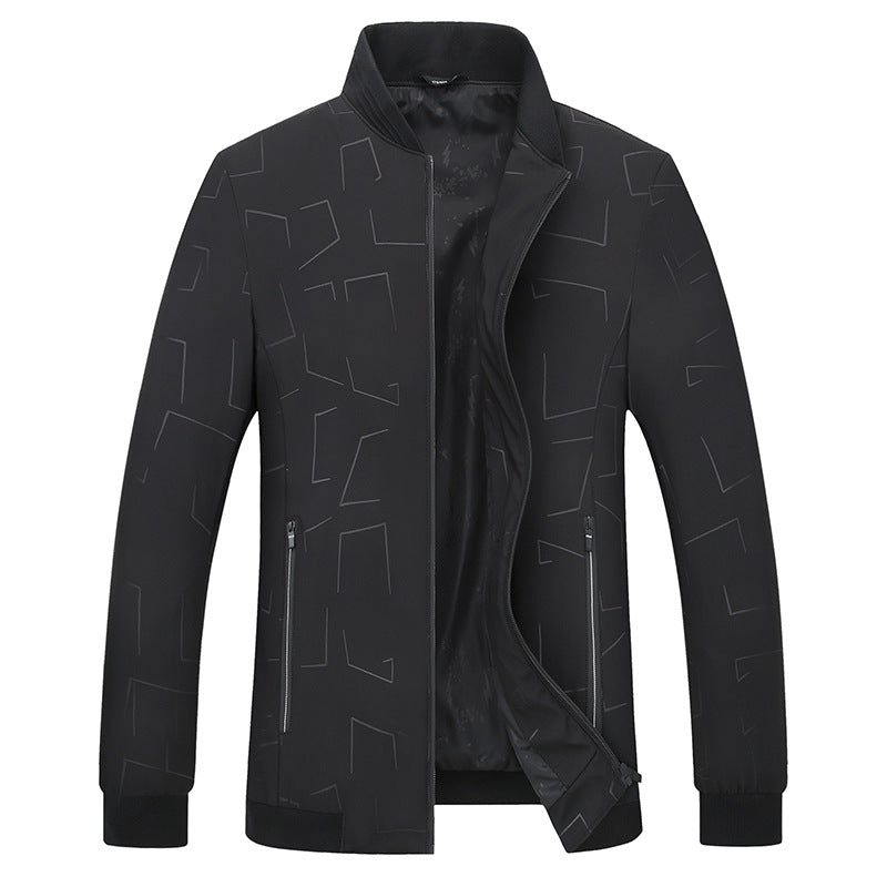 Herren Urbanes Softshell-Bomberjacke mit geometrischem Print und Rippbündchen Drune