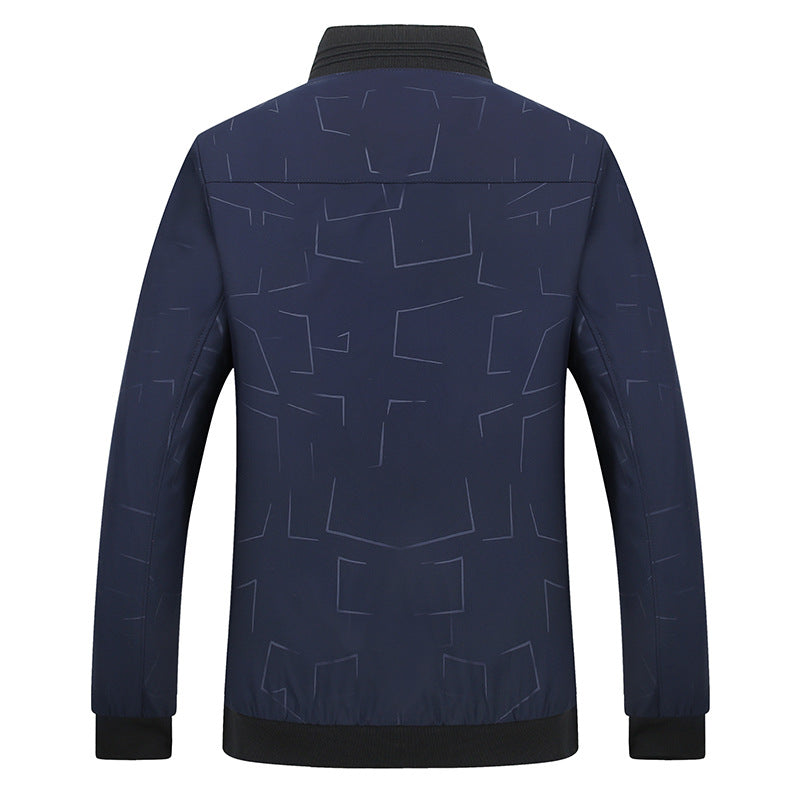Herren Urbanes Softshell-Bomberjacke mit geometrischem Print und Rippbündchen Drune