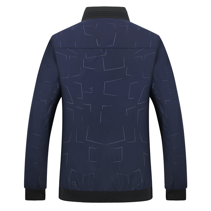Herren Urbanes Softshell-Bomberjacke mit geometrischem Print und Rippbündchen Drune