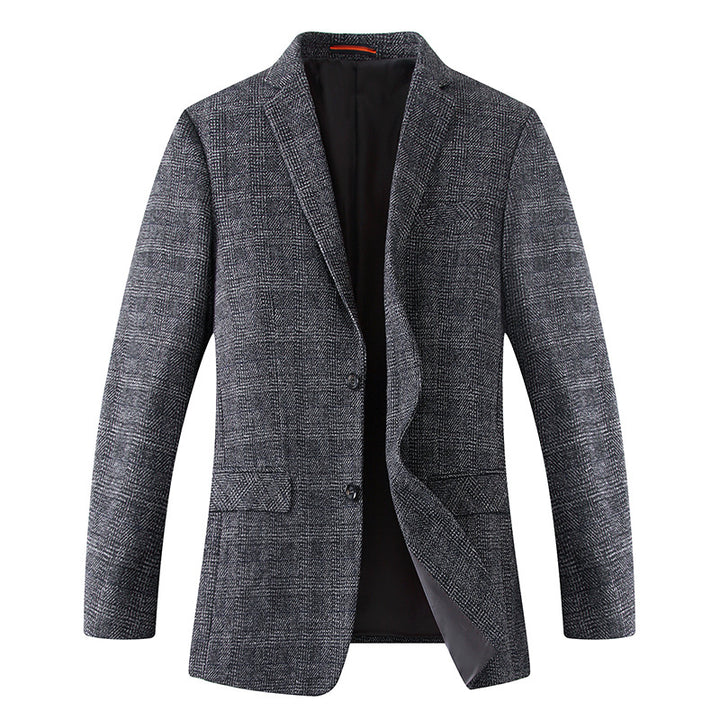 Herren Wollmischstoff Slim-Fit Sakko mit Glencheck-Muster und gesteppter Innenfütterung Drune