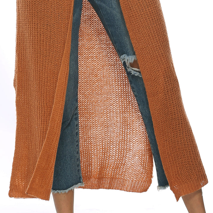 Damen lange Strickjacke mit offenen Fronttaschen und lässigem Schnitt Drune
