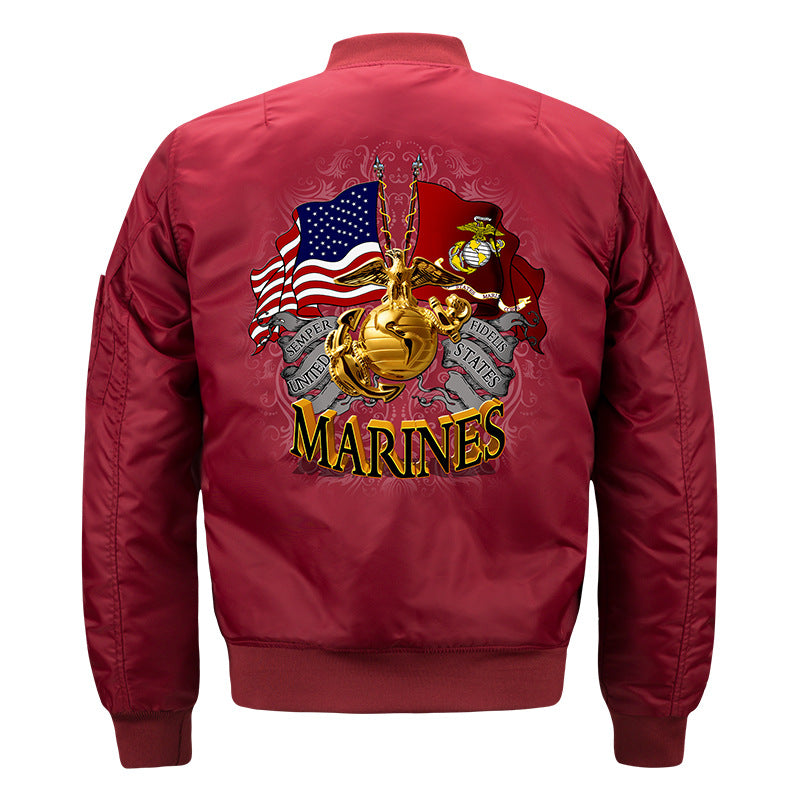 Männermantel aus leichtem Nylon mit Reißverschluss, besticktem Marinewappen und Utility-Band am Ärmel Drune