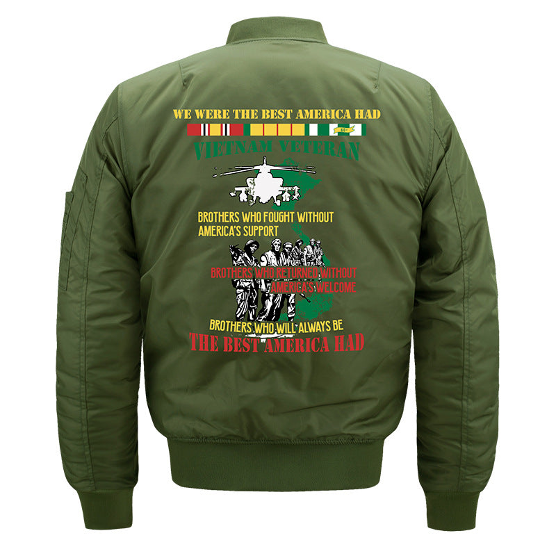 Männer's  gestickte Veteranen Pilot Bomberjacke mit Sleeve Utility Pocket Drune