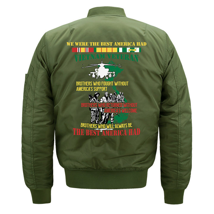 Männer's  gestickte Veteranen Pilot Bomberjacke mit Sleeve Utility Pocket Drune