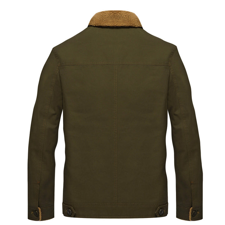 Herren Canvas-Truckerjacke mit Sherpa-Innenfutter und Utility-Taschen Drune