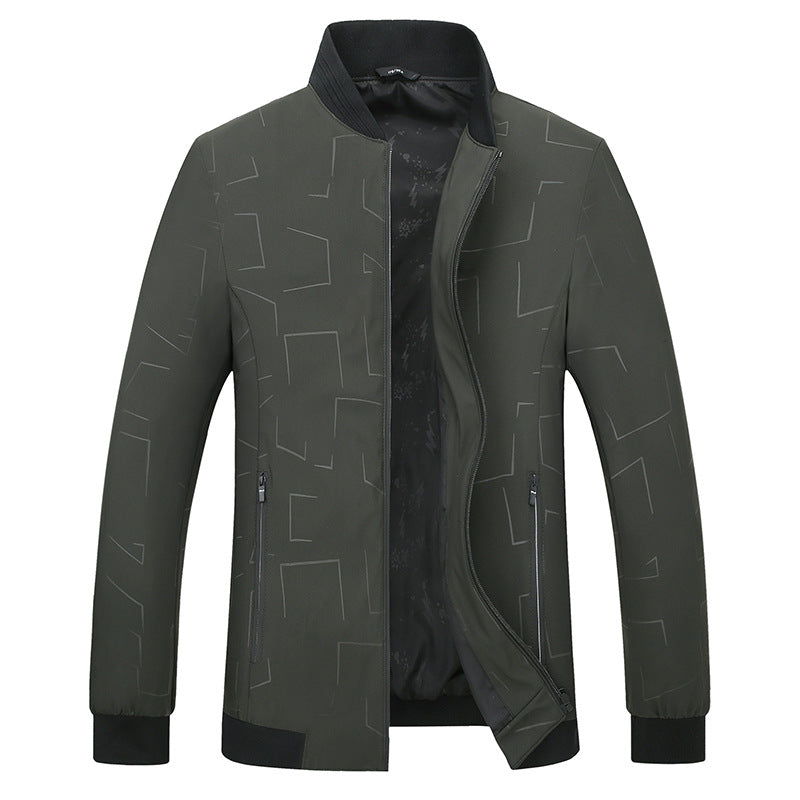 Herren Urbanes Softshell-Bomberjacke mit geometrischem Print und Rippbündchen Drune