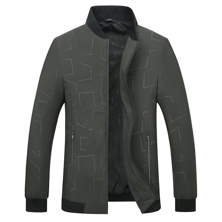 Herren Urbanes Softshell-Bomberjacke mit geometrischem Print und Rippbündchen Drune
