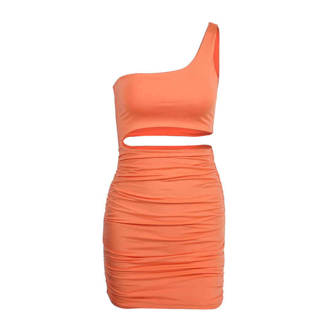 Damen figurbetontes Minikleid mit Cut-Out und asymmetrischem Ausschnitt Drune