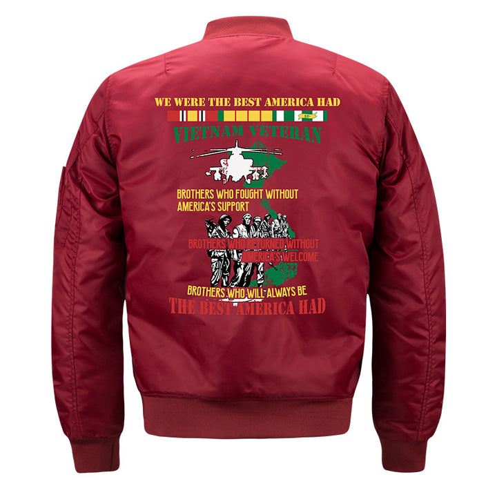 Männer's  gestickte Veteranen Pilot Bomberjacke mit Sleeve Utility Pocket Drune