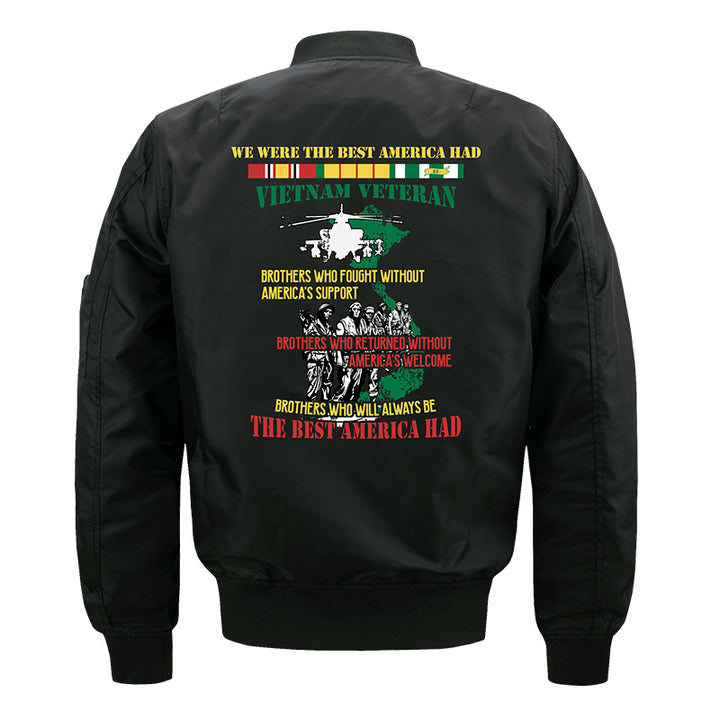 Männer's  gestickte Veteranen Pilot Bomberjacke mit Sleeve Utility Pocket Drune