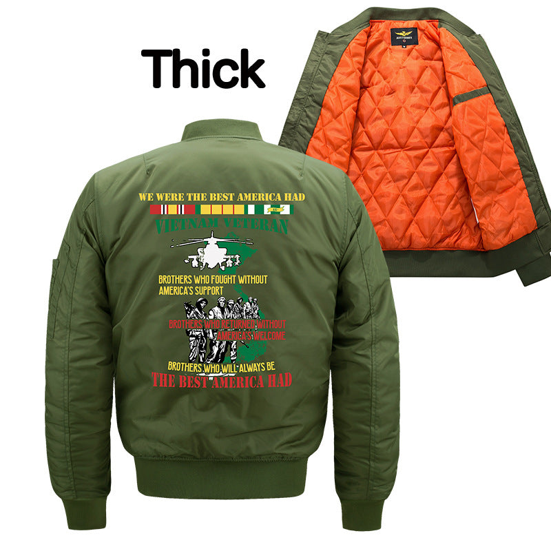 Herren  bestickte Vietnam Veteran Flug-Jacke mit Arm Utility-Tag und gesteppter Fütterung Drune