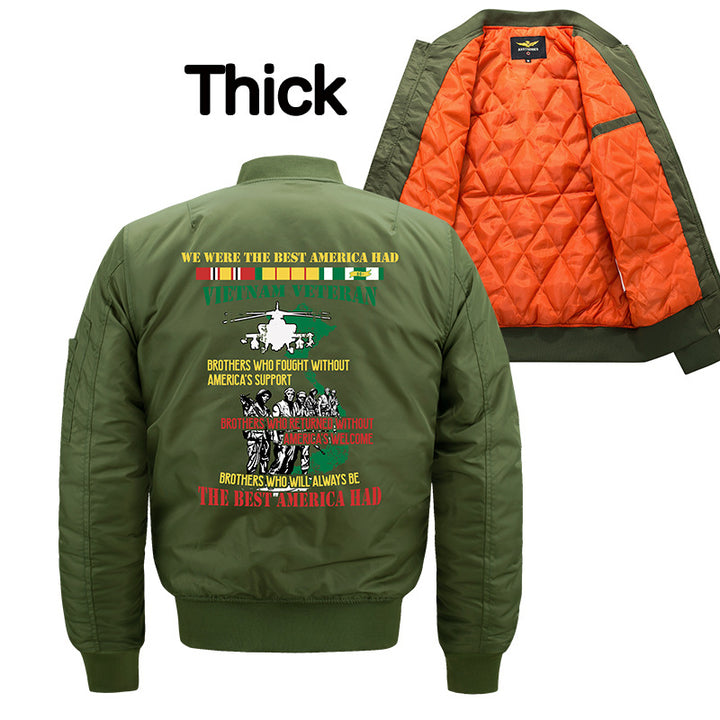 Herren  bestickte Vietnam Veteran Flug-Jacke mit Arm Utility-Tag und gesteppter Fütterung Drune