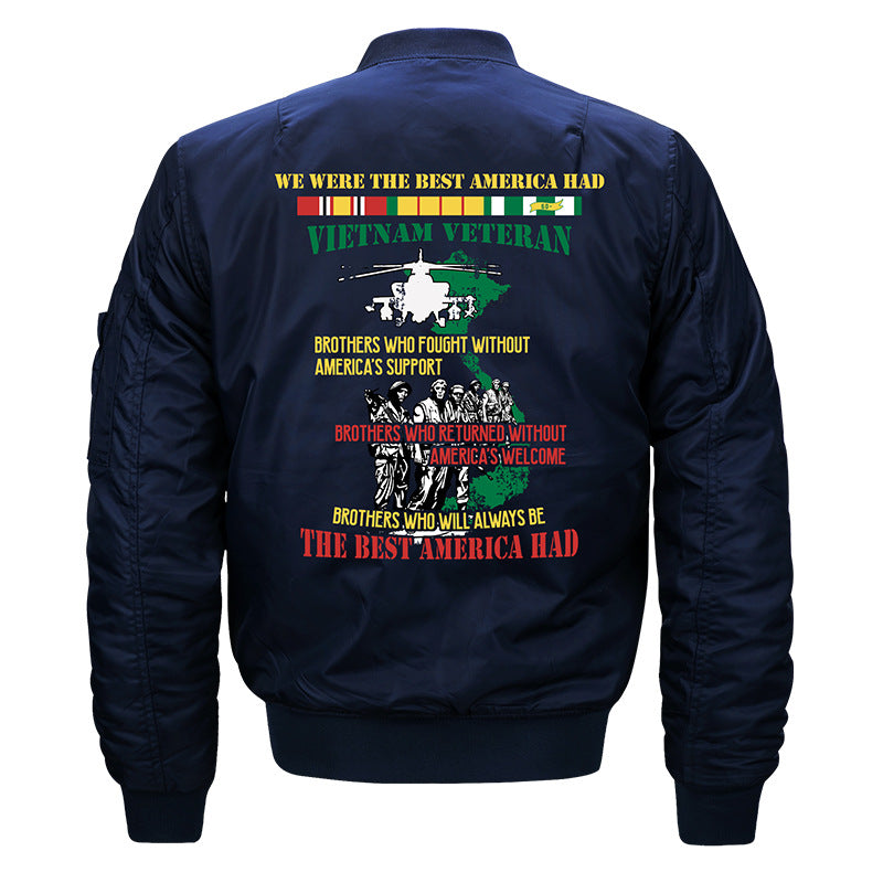 Männer's  gestickte Veteranen Pilot Bomberjacke mit Sleeve Utility Pocket Drune