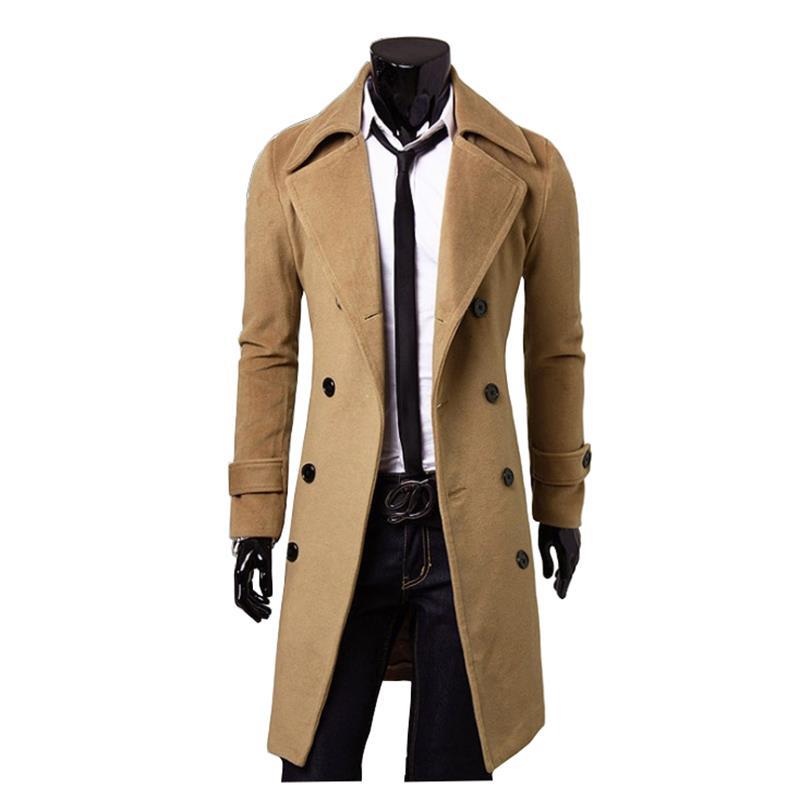 Herren nan eleganter doppelreihiger Mantel mit schmaler Taillierung und breitem Revers Drune