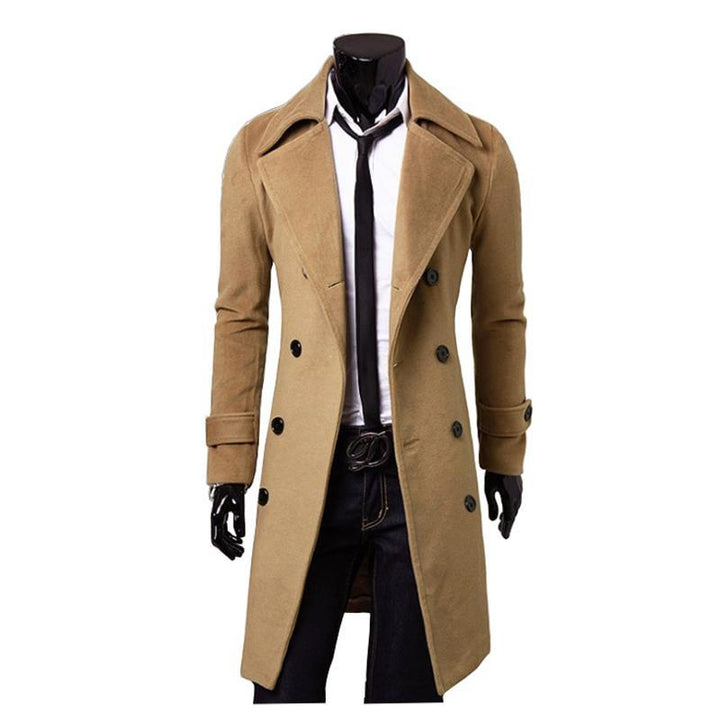 Herren nan eleganter doppelreihiger Mantel mit schmaler Taillierung und breitem Revers Drune