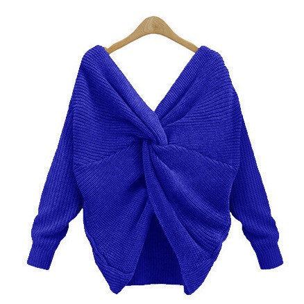 Damen Strickpullover im modernen Wickeldesign Drune