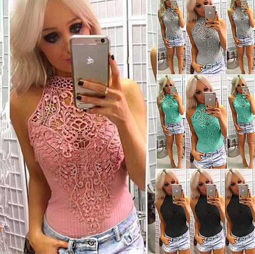 Damen Hochgeschlossener Body mit elegante Spitzenapplikationen Drune