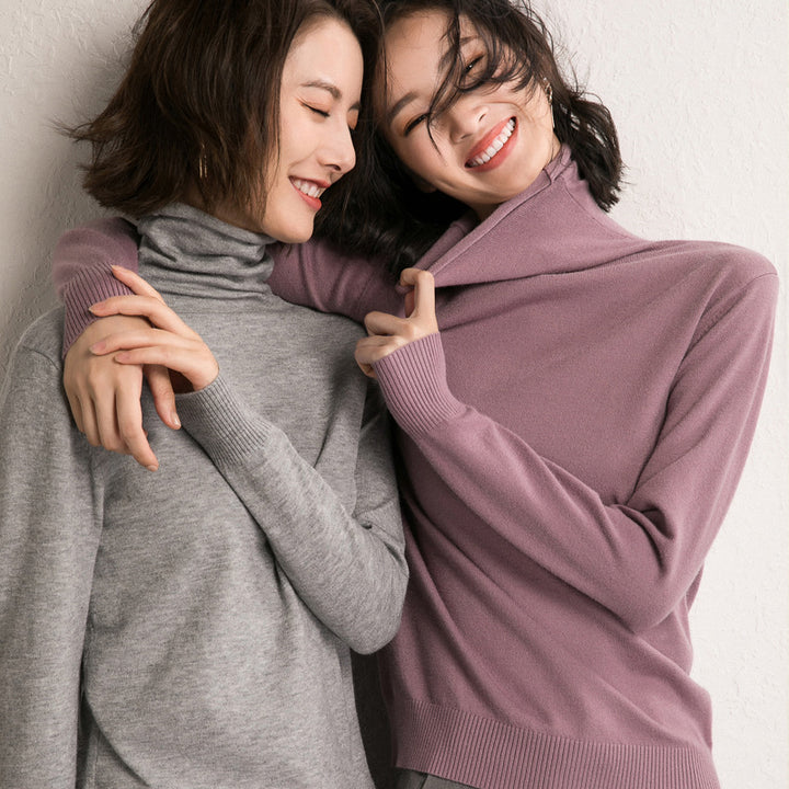 Damen leichter Feinstrick-Rollkragenpullover mit schmalem Schnitt Drune