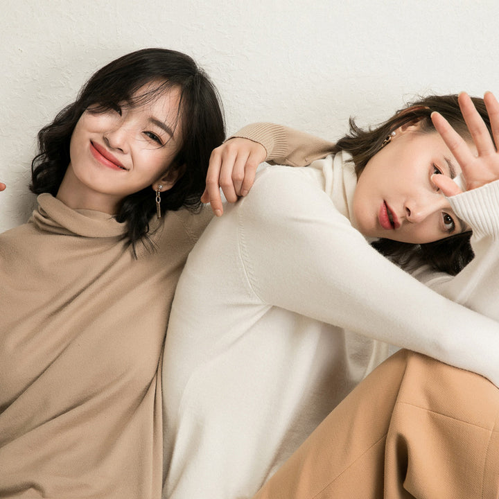 Damen leichter Feinstrick-Rollkragenpullover mit schmalem Schnitt Drune