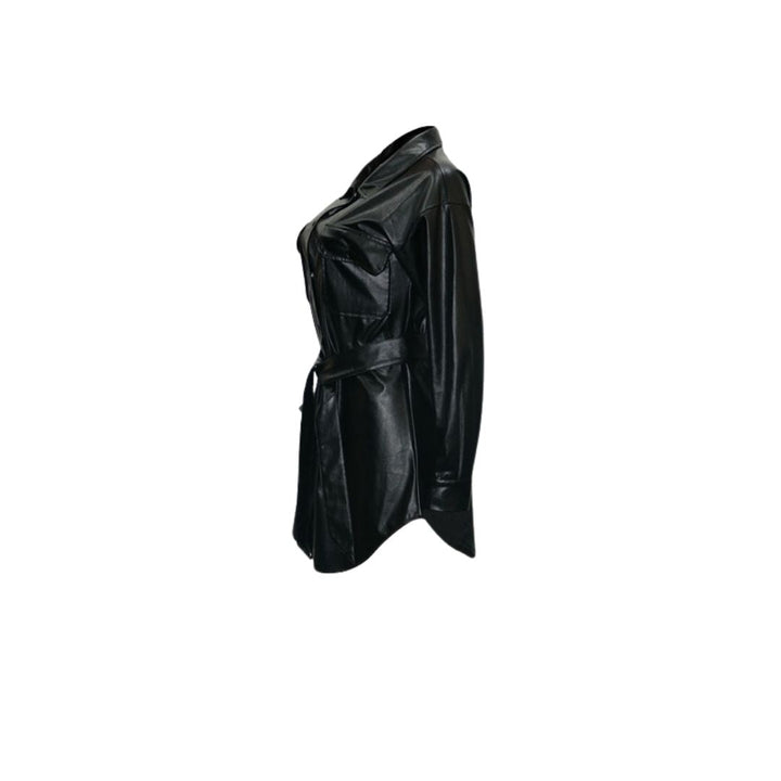 Drune | Kunstleder-Hemdkleid mit Gürtel