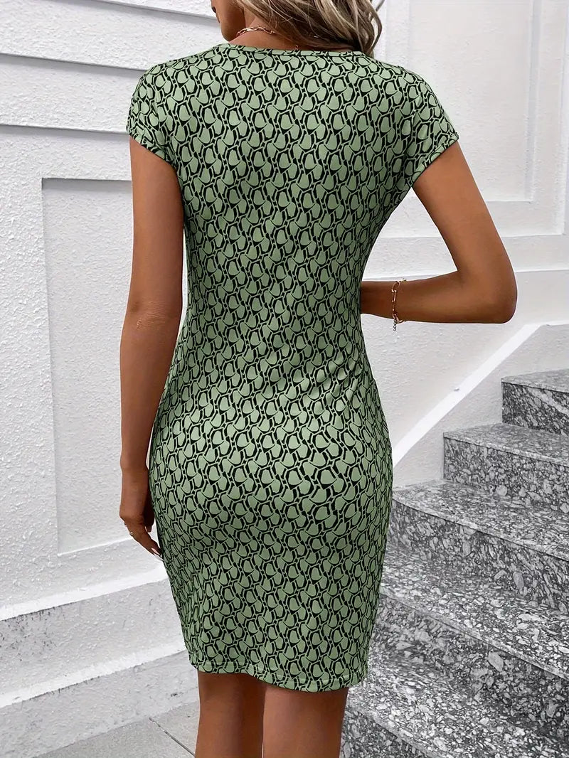 Drune | Elegantes Kleid mit Rundhalsausschnitt und Allover-Print