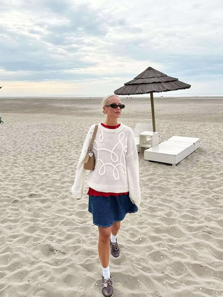 Drune | Cozy oversized sweater with elegant embroidered details