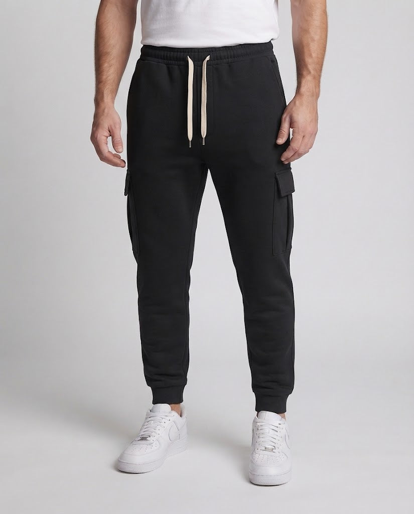 Herren Cargo-Jogginghose mit Kordelzug, elastischem Bund und aufgesetzten Klappentaschen Drune