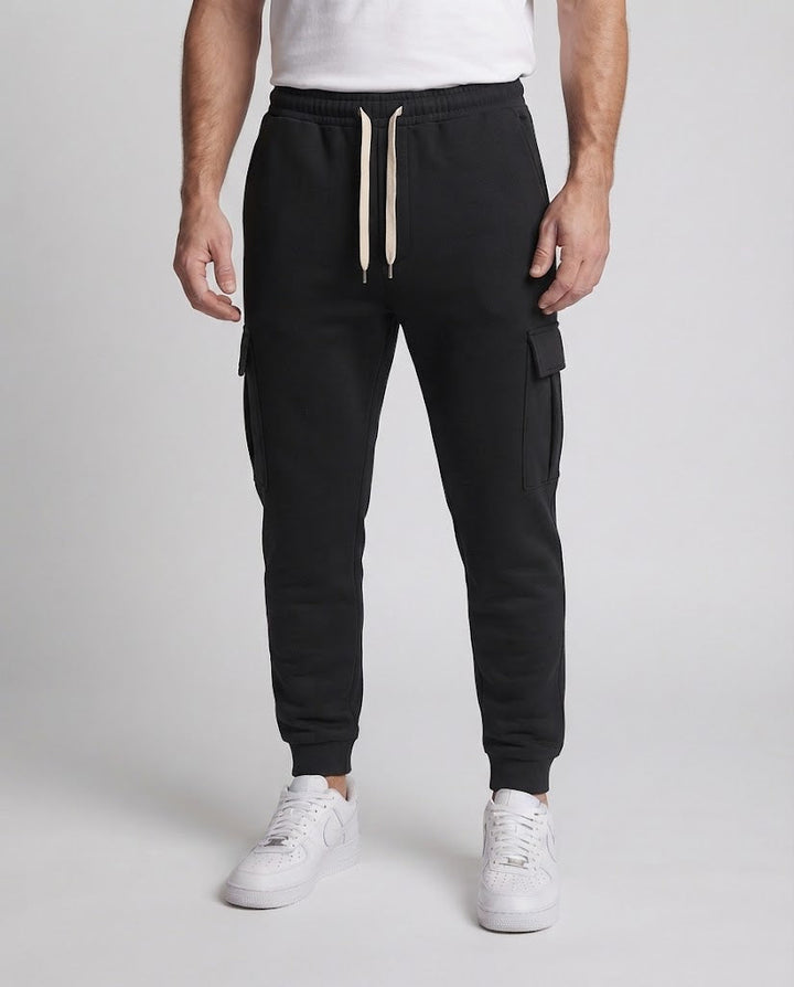 Herren Cargo-Jogginghose mit Kordelzug, elastischem Bund und aufgesetzten Klappentaschen Drune