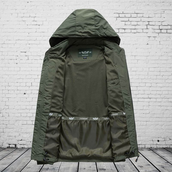 Herren Kapuzen-Softshelljacke mit Mesh-Innenfutter und multifunktionalen Reißverschlusstaschen Drune