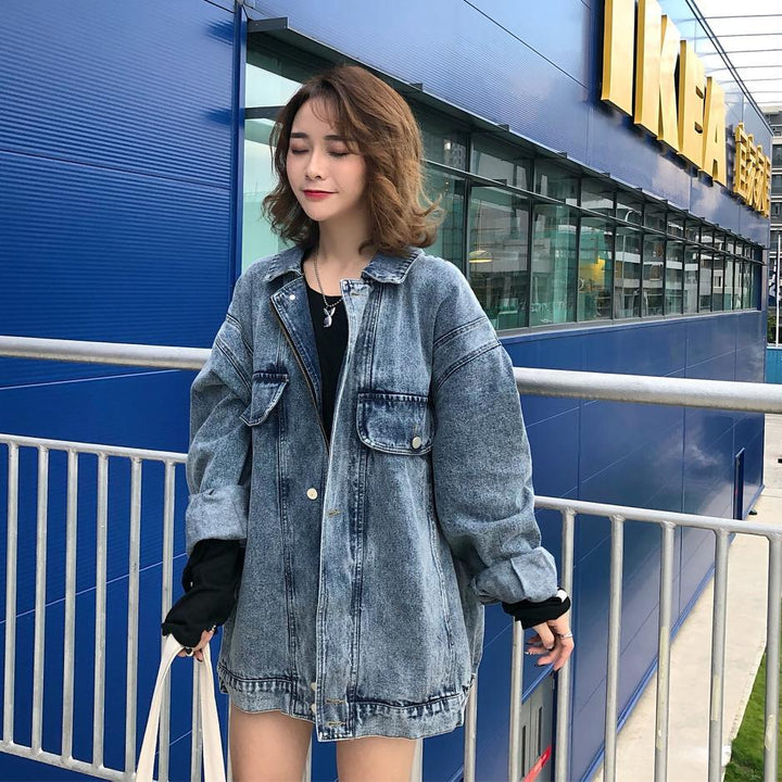 Damen Oversized Denimjacke mit dekorativen Taschen Drune 1772199111
