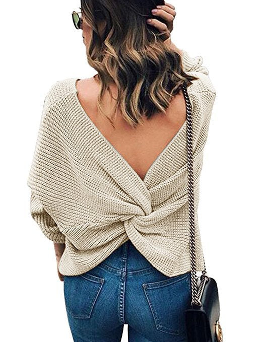 Damen Strickpullover im modernen Wickeldesign Drune
