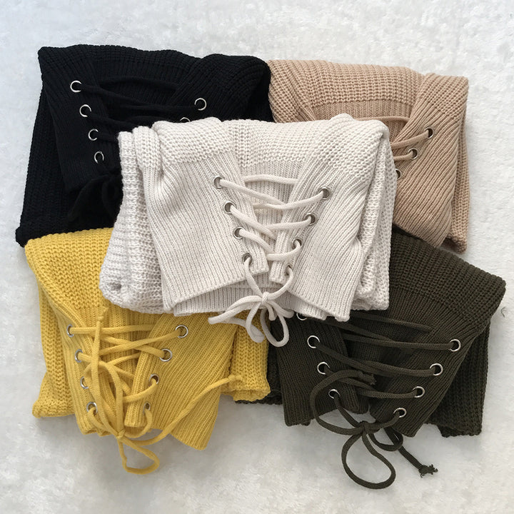 Damen Trendiger Strickpullover mit dekorativer Schnürdetail und Relaxed Fit Drune