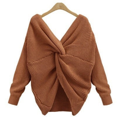 Damen Strickpullover im modernen Wickeldesign Drune