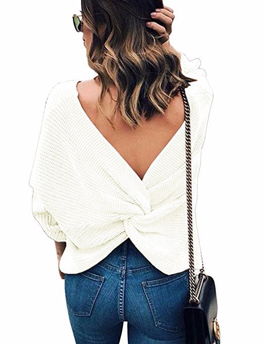 Damen Strickpullover im modernen Wickeldesign Drune