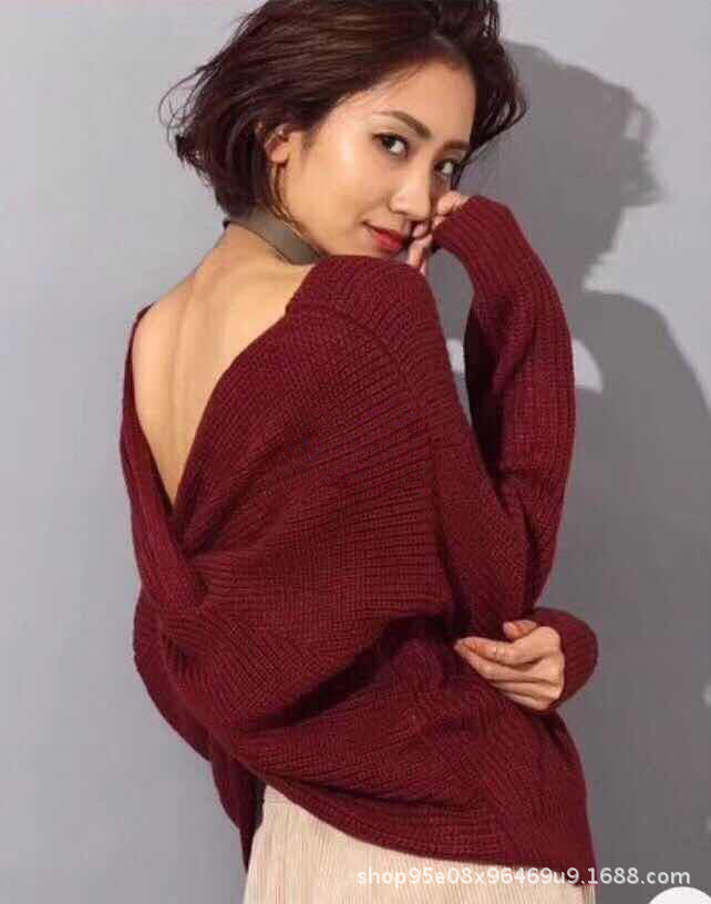 Damen Strickpullover im modernen Wickeldesign Drune