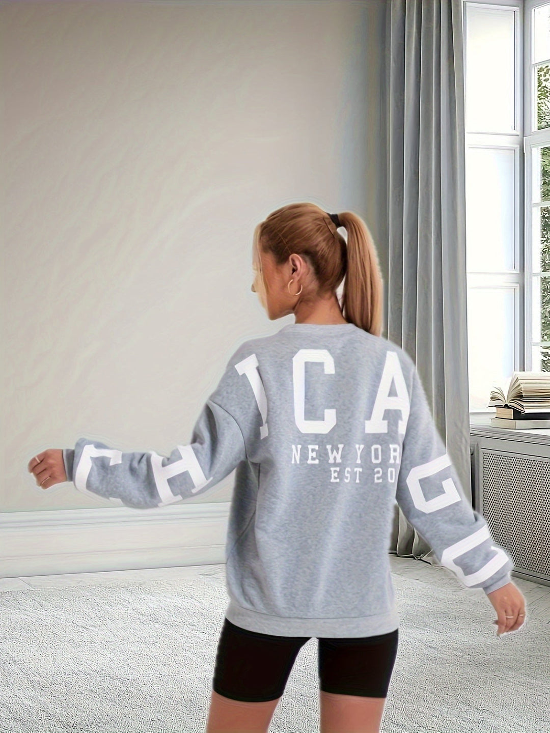 Drune | Überdimensioniertes Sweatshirt mit "chicago"-druck Baumwollmischung Lässig und Trendy
