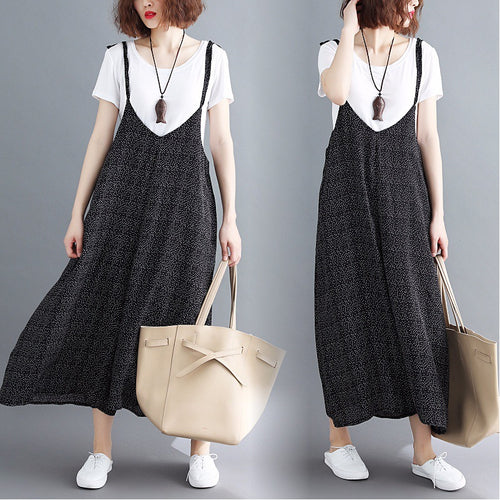 Damen lässiger Maxikleid mit tiefem V-Ausschnitt und dekorativen Spaghetti-Trägern Drune
