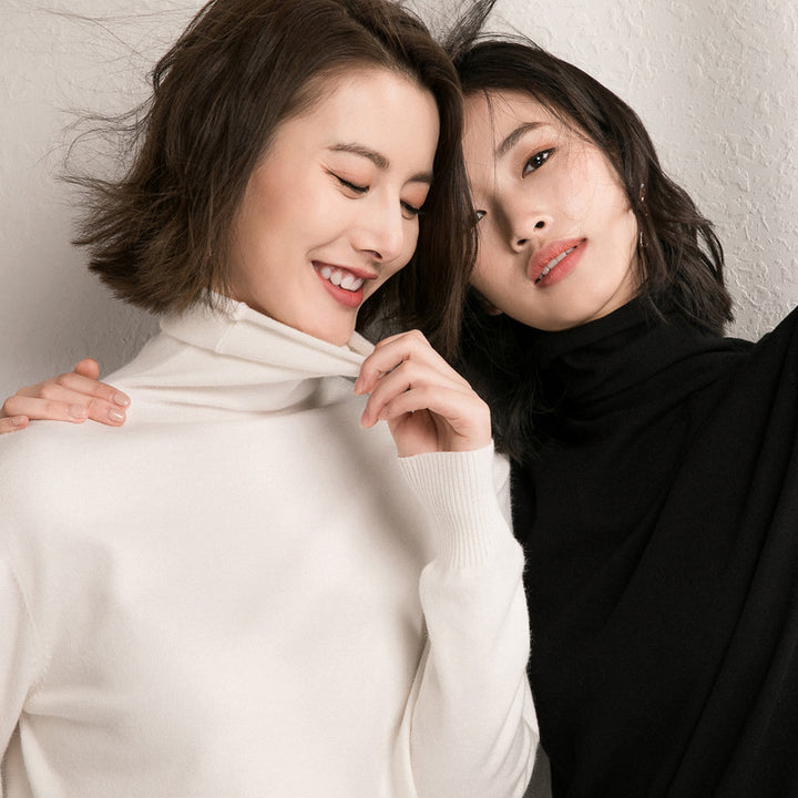 Damen leichter Feinstrick-Rollkragenpullover mit schmalem Schnitt Drune