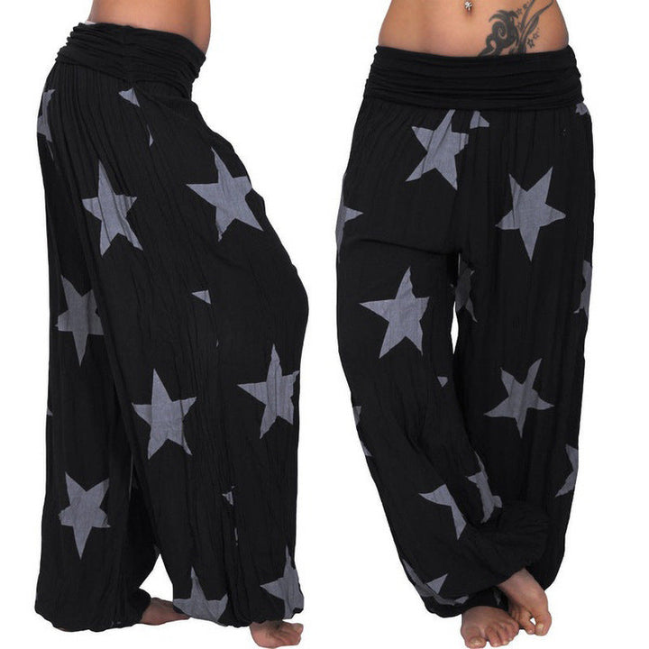 Damen lässige Palazzo-Hose mit Sternenmotiv Drune