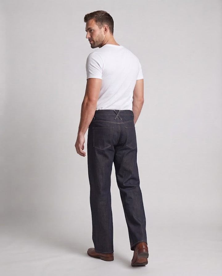 Herren Weite Selvedge-Denim Jeans mit Umschlag Drune