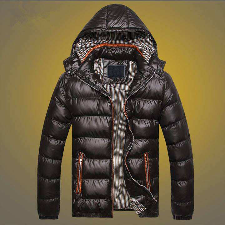 Herren Gefütterte Stepp-Expeditionsjacke mit Kunstfellkapuze und Frontmix-Taschen Drune