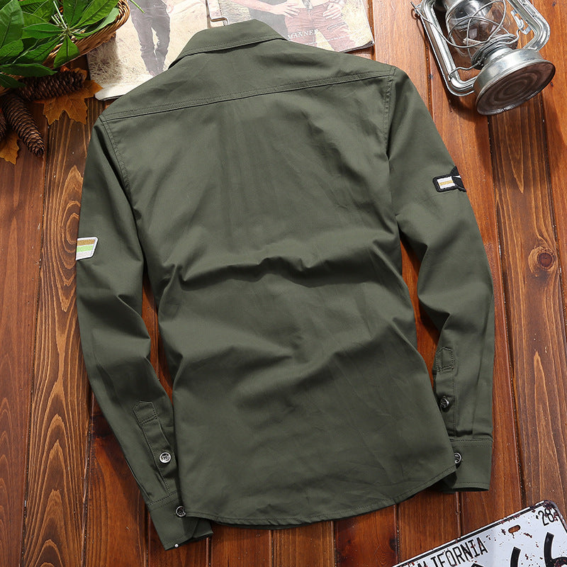 Herren Utility-Fieldhemd mit Brustpattentaschen und aufrollbaren Ärmeln Drune