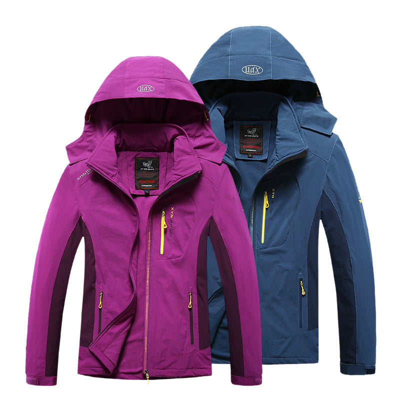 Damen Wasser- und winddichte Softshell-Trekkingjacke mit verstellbarer Kapuze Drune